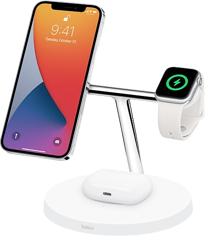 Blanco Belkin BOOST ↑ CHARGE PRO 3-in-1 Wireless Charger with MagSafe.3