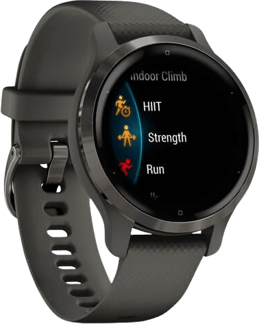 Schiefergrau Garmin Venu 2S Smartwatch, 40 mm Gehäuse aus faserverstärktem Polymer und Sportarmband.3
