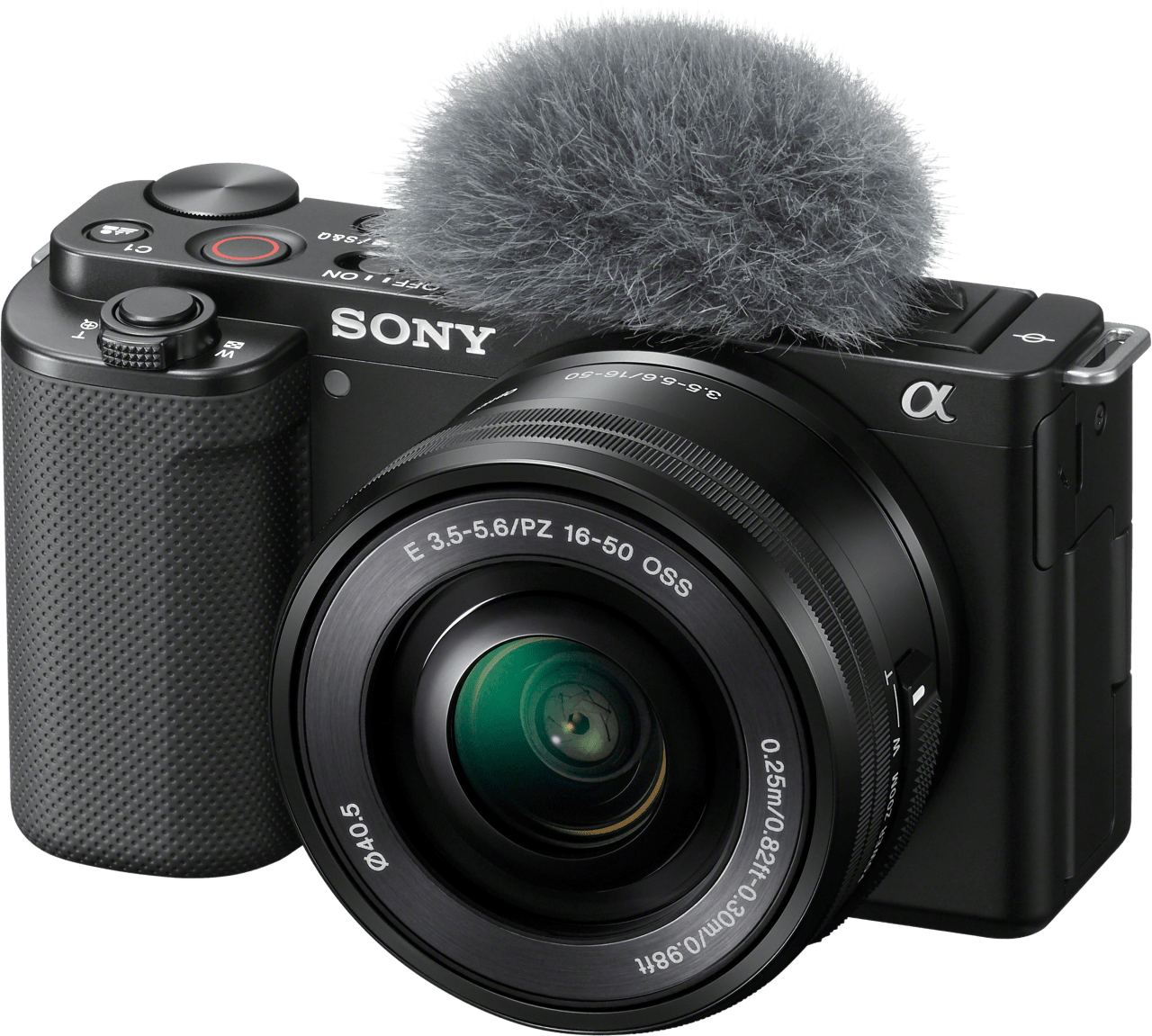 Schwarz Sony Alpha ZV-E10L Vlog-Kamera + 16-50mm f/3.5-5.6 OSS PZ.1