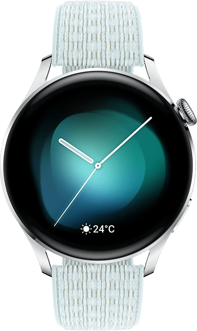 Grau Blau Smartwatch Huawei Watch 3 Classic GPS, roestvrij stalen behuizing en Nylon band, 46mm.3