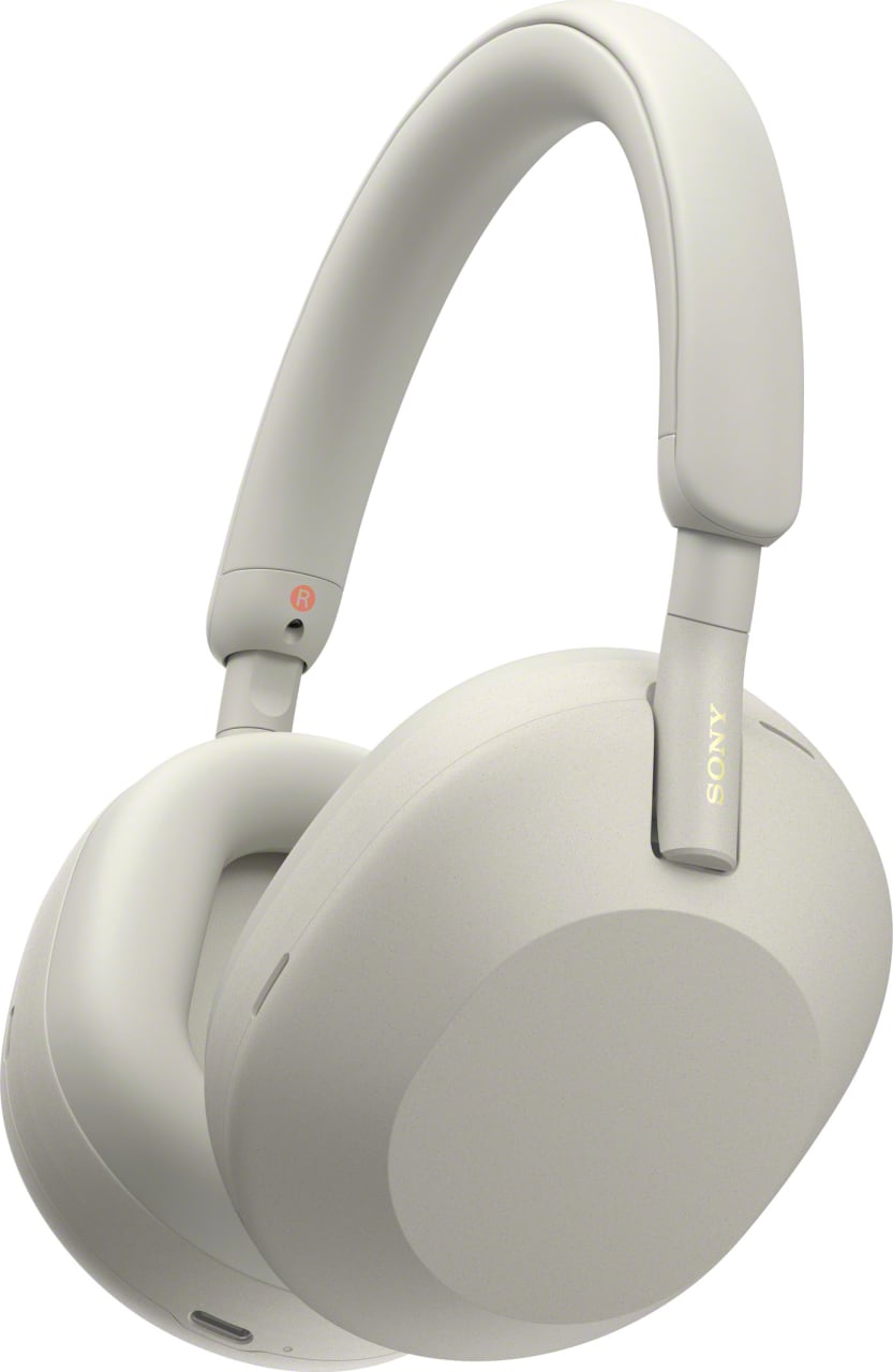 Silver Sony WH-1000 XM5 Noise-cancelling Over-ear Bluetooth headphones.1