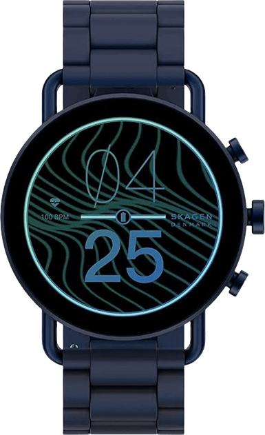 Blau Skagen Falster Gen 6 Smartwatch, Edelstahlgehäuse und #tide Ocean Material® Band, 41 mm.1