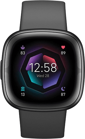 Shadow Gray Fitbit Sense 2 Smartwatch, Aluminiumgehäuse und Silikonarmband, 40mm.5