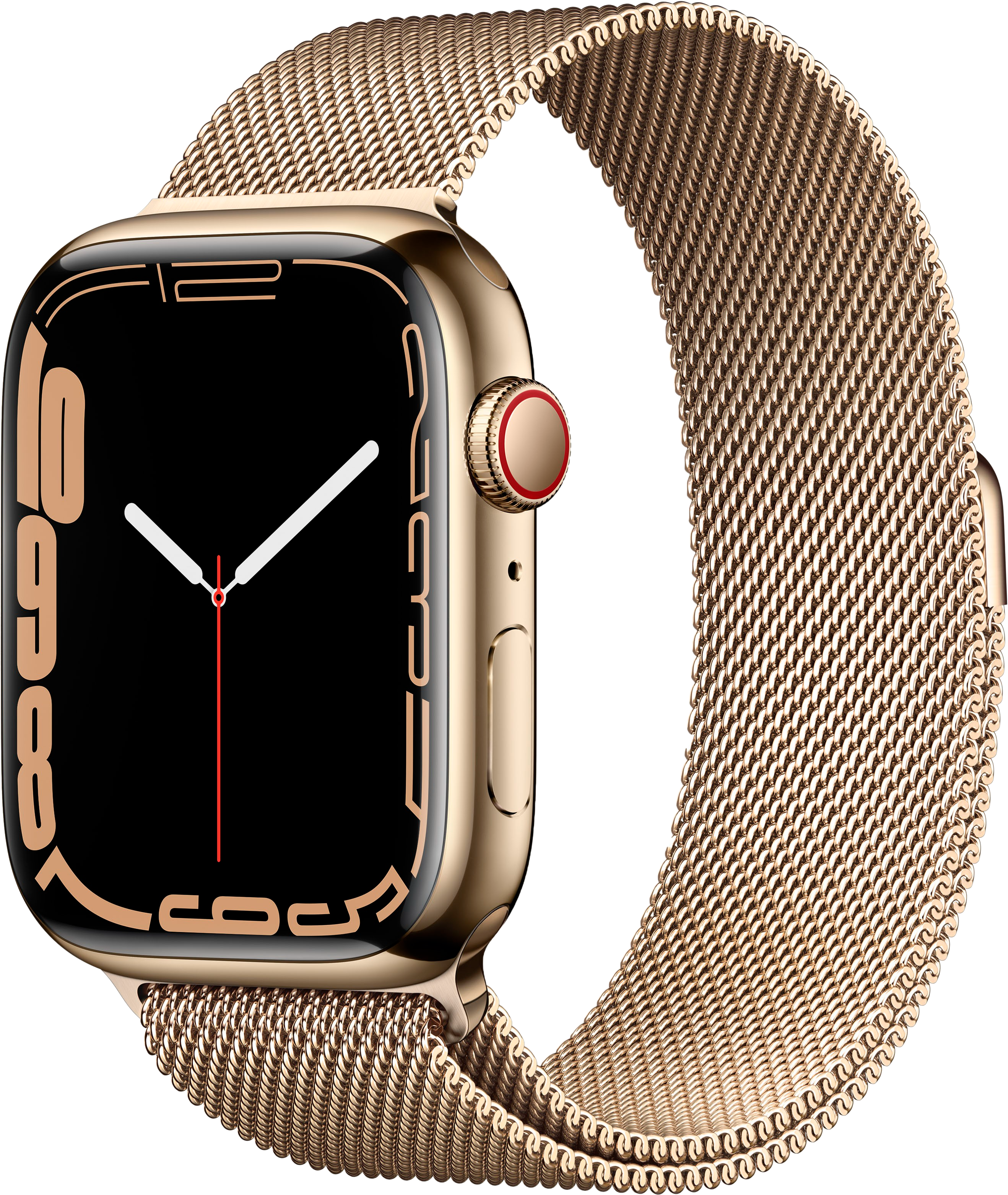 Gold Apple Watch Series 7 GPS + Cellular, Stainless Steel Case and Milanese Loop, 41mm.1