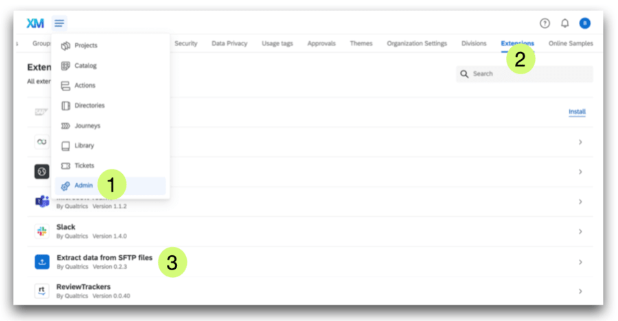 qualtrics admin extentions