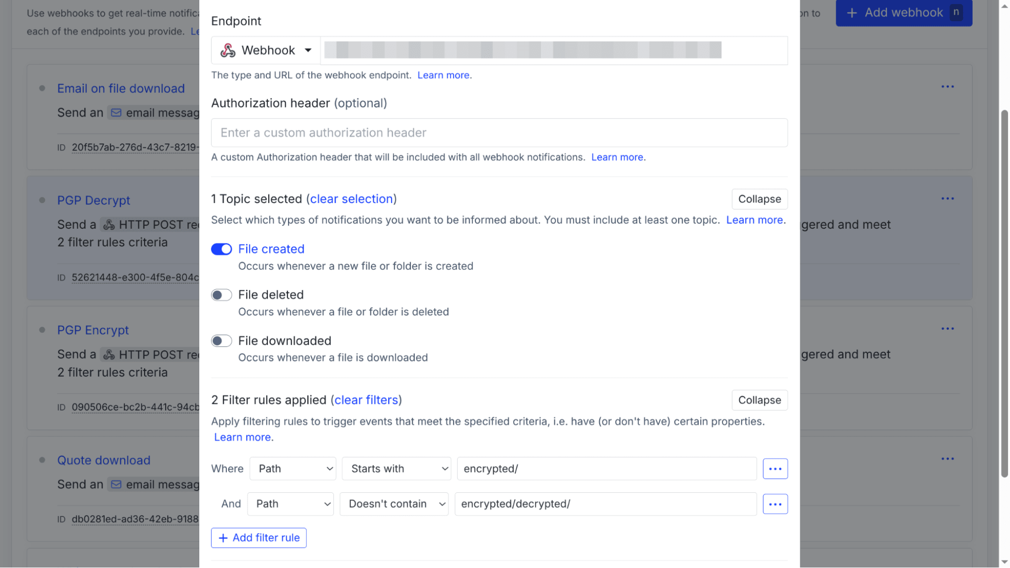 mft with webhooks