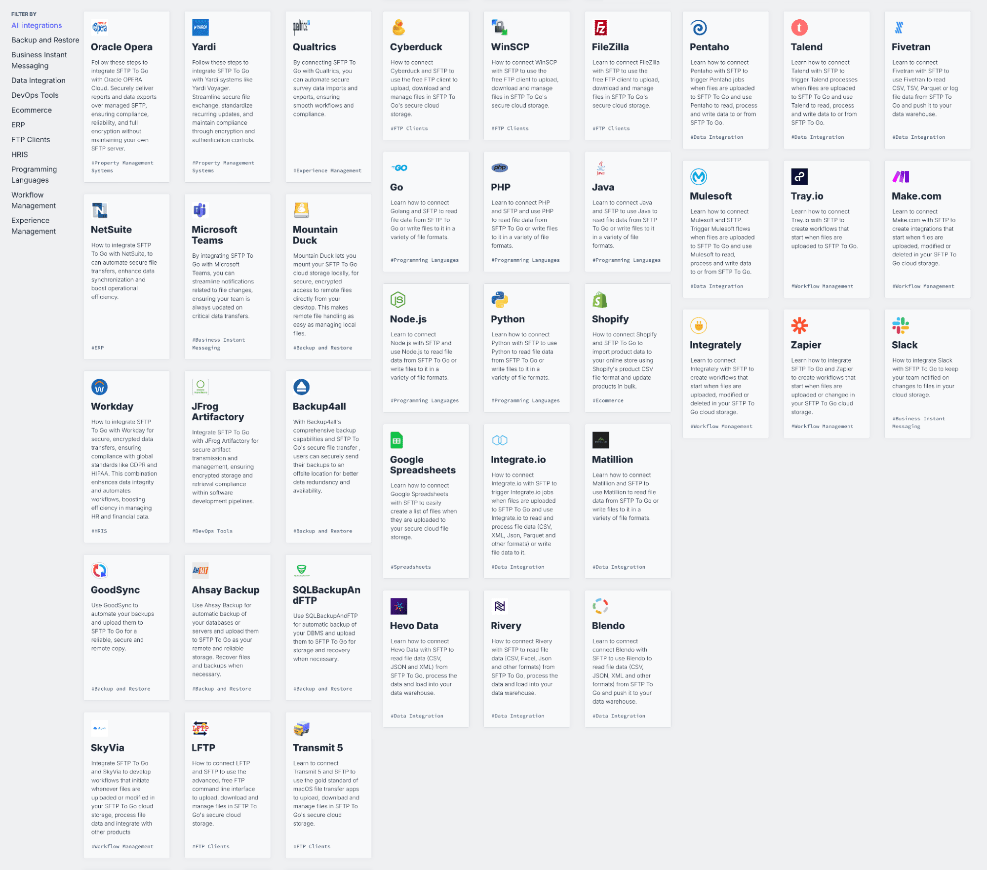MFT integrations jscape alternatives