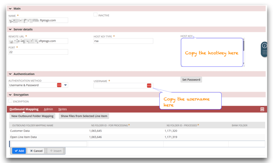 sftp netsuite setup