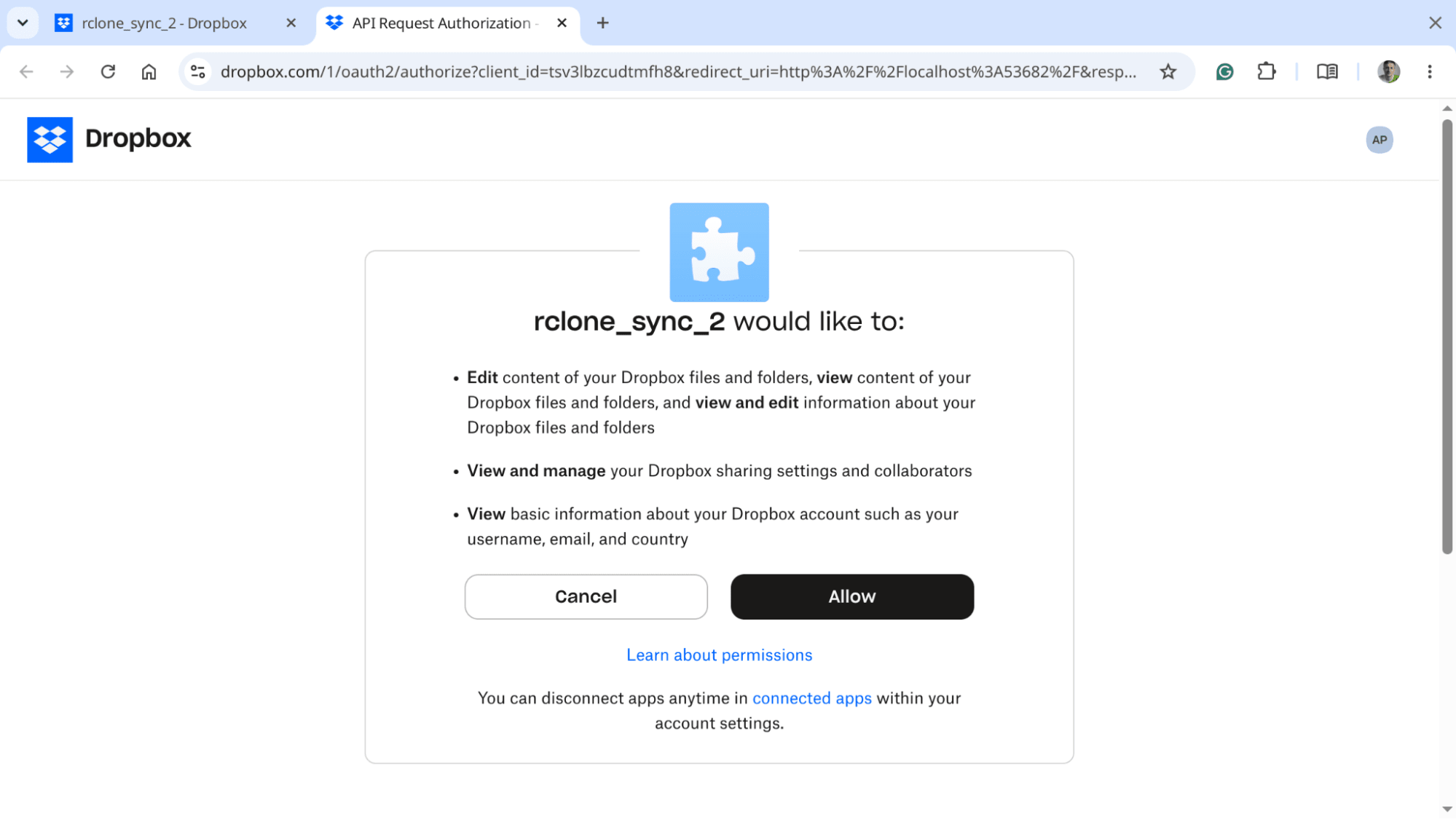 Use rclone to transfer files from Dropbox to SFTP