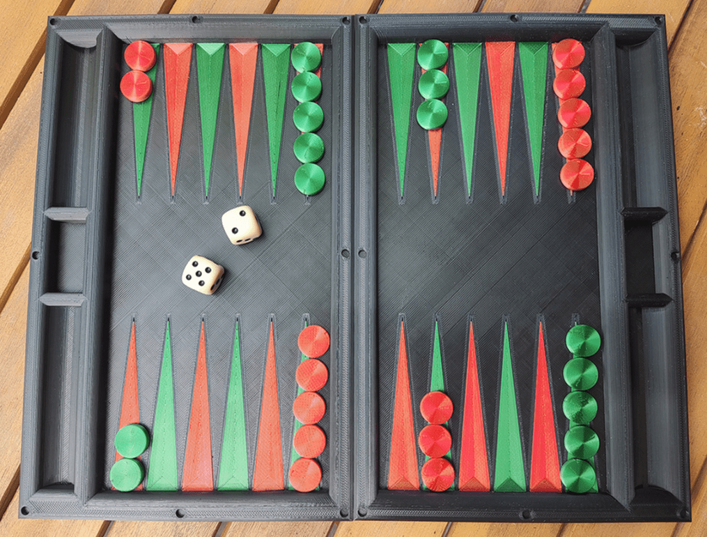 Complete backgammon game set including checkers