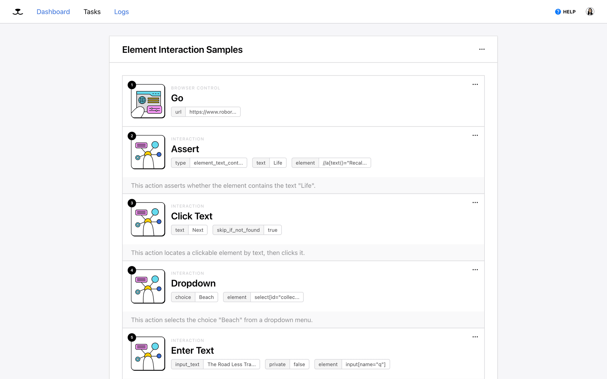 Screenshot of Roborabbit element interaction samples