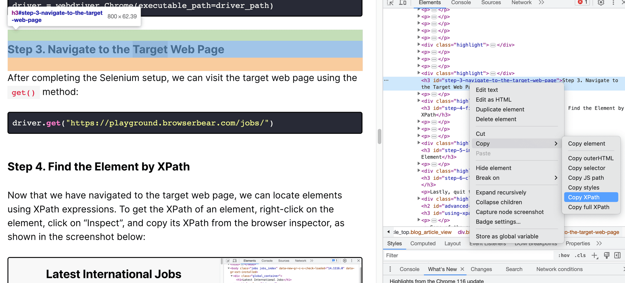 a screenshot of the web inspector