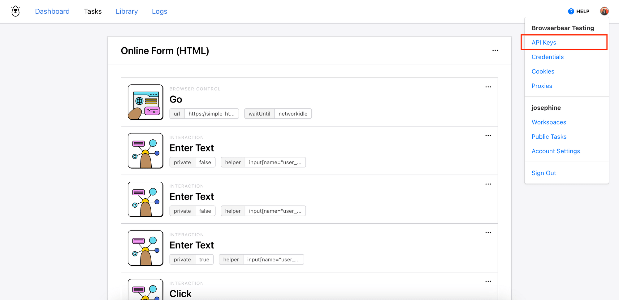 form - api key