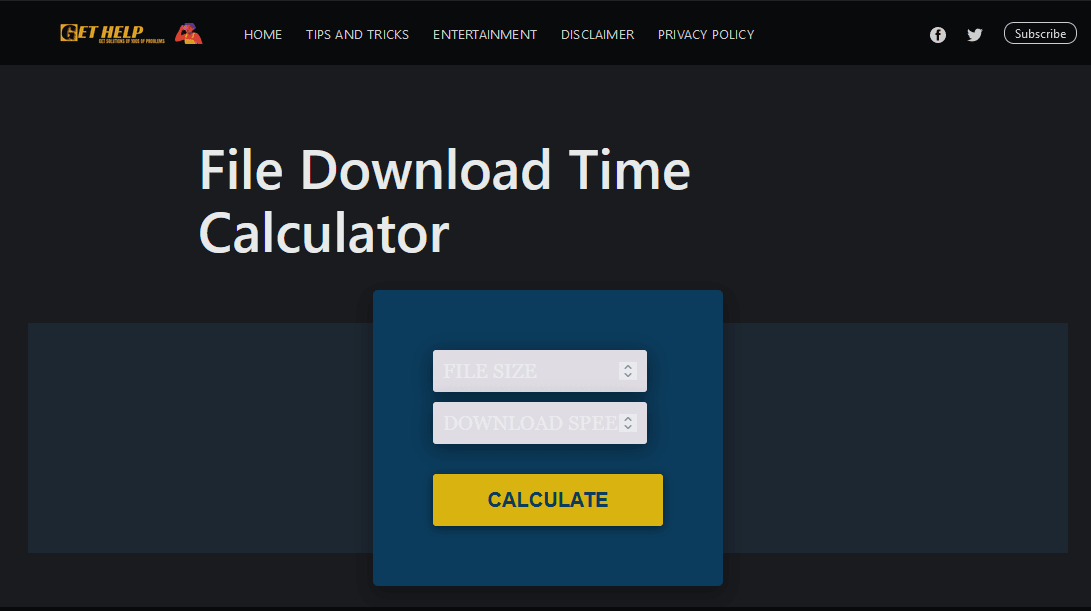 File download time calculator