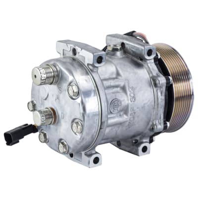 COMPRESSOR, TEREX SKID STEER 100, SANDEN, SD7H13, 12V, 8PV, 119MM, REAR O-RING, KG HEAD, DIRECT MOUN
