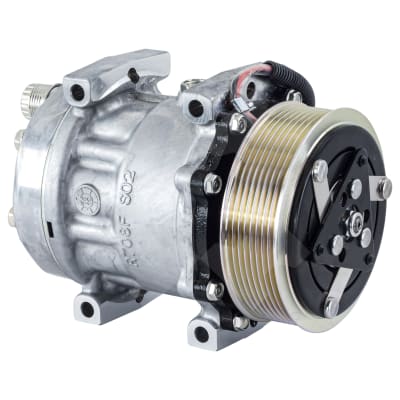 COMPRESSOR, TEREX SKID STEER 100, SANDEN, SD7H13, 12V, 8PV, 119MM, REAR O-RING, KG HEAD, DIRECT MOUN