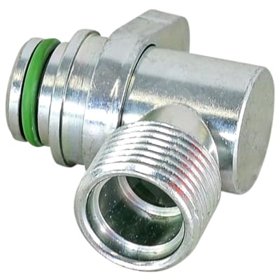 FITTING, COMPRESSOR, DENSO, #10 MIOR, R134A PAD, SUCTION, 18.22MM OD, 90 DEG SWIVEL