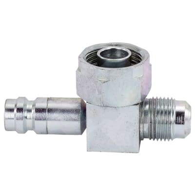 FITTING, COMPRESSOR, CONVERSION, TUBE-O-MF #8, SCHRADER, HORIZONTAL R134A ACCESS