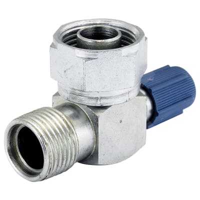 FITTING, COMPRESSOR, CONVERSION, TUBE-O-MIO #10, SCHRADER, HORIZONTAL R134A ACCESS