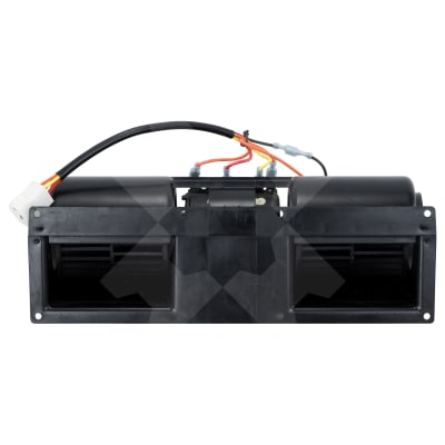 EVAPORATOR BLOWER ASSEMBLY, DUAL, SPAL, 12V, CASE TRACTOR, PLASTIC CASE SPECIAL RESISTOR/INTERFERENCE PROTECT