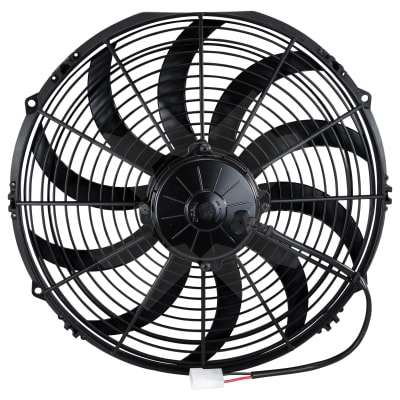 FAN, CONDENSER, SPAL, 12V, 350MM (14 INCH), PULLER, SKEW BLADE, LONG LIFE MOTOR