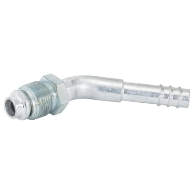 HOSE FITTING, BARB, MOR, 45 DEG, #8, ALUMINIUM