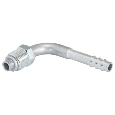 HOSE FITTING, BARB, MOR, 90 DEG, #6, ALUMINIUM