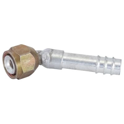 HOSE FITTING, BARB, FF, 45 DEG, #6, #8, ALUMINIUM, STEP-UP