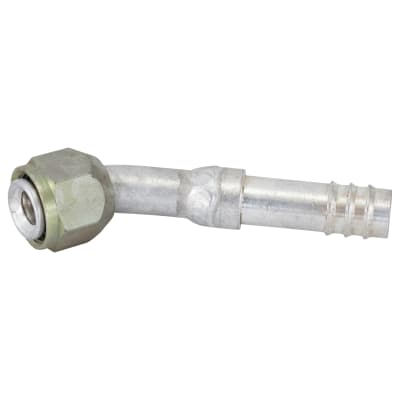 HOSE FITTING, BARB, FF, 45 DEG, #8, #10, ALUMINIUM, STEP-UP