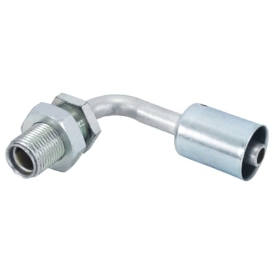 HOSE FITTING, BEADLOCK, MIO, 90 DEG, #8, STEEL, BULKHEAD