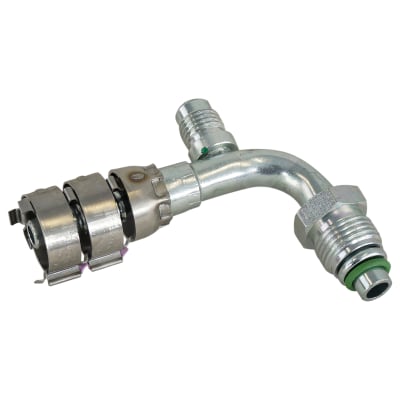 HOSE FITTING, SUPERFLEX HD, MOR, 90 DEG, #6, STEEL, WITH 1/4-INCH MF (R12) ACCESS
