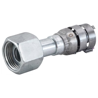 HOSE FITTING, SUPERFLEX HD, FEMALE ORFS, STR, #10, STEEL, WITH CLIPS