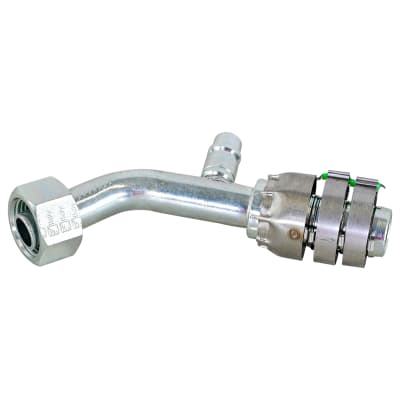 HOSE FITTING, SUPERFLEX HD, FOR, 45 DEG, #10-#14, STEEL, STEP-UP, WITH R134A ACCESS