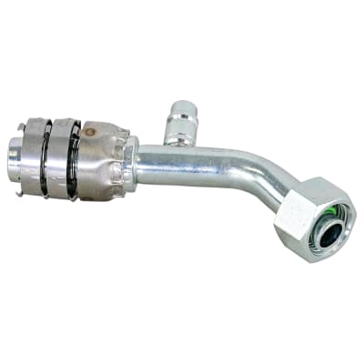HOSE FITTING, SUPERFLEX HD, FOR, 45 DEG, #10-#14, STEEL, STEP-UP, WITH R134A ACCESS