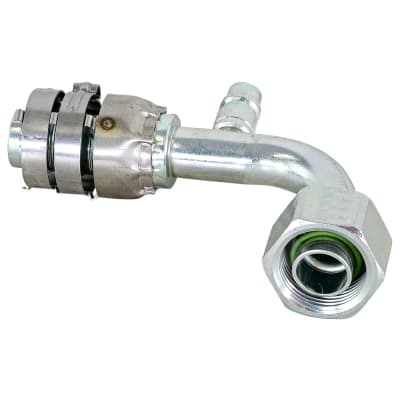HOSE FITTING, SUPERFLEX HD, FOR, 90 DEG, #12-#14, STEEL, STEP-UP, WITH R134A ACCESS
