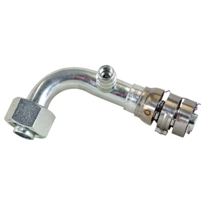HOSE FITTING, SUPERFLEX, #10-#10 90 DEG, L-R134A, VALVE RSIDE