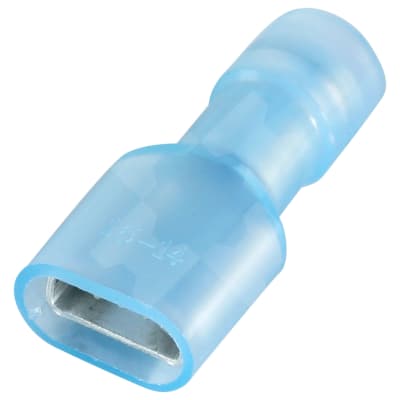 TERMINAL FEM, BLADE BLUE, FULLY INSULATED, 100PK, 6.3 X 8MM