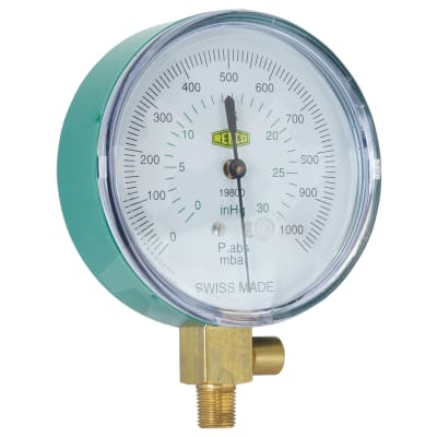 VACUUM GUAGE, REFCO, 80MM, WITH 1000-0 MBAR SAFETY VALVE