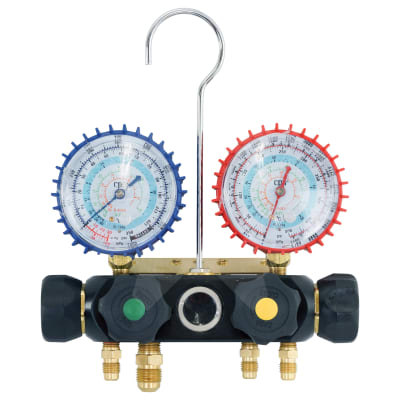 MANIFOLD ONLY GAUGE SET, CPS, SIDE WHEEL, 4-WAY, MULTI-REFRIGERANT