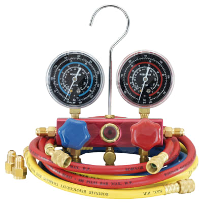 MANIFOLD GAUGE SET, ROBINAIR, R410A, 60 INCH CHARGING HOSES, 2-WAY