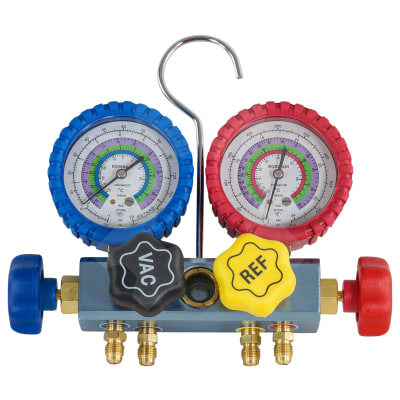 MANIFOLD GAUGE SET ONLY, ROBINAIR, FRONT WHEEL, 4-WAY, MULTI-REFRIGERANT