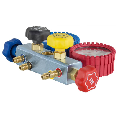 MANIFOLD GAUGE SET ONLY, ROBINAIR, FRONT WHEEL, 4-WAY, MULTI-REFRIGERANT