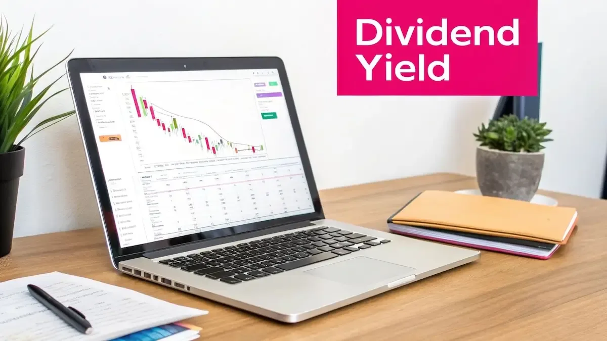 A chart showing rising stock prices with dividend symbols floating above, illustrating the concept of returns.