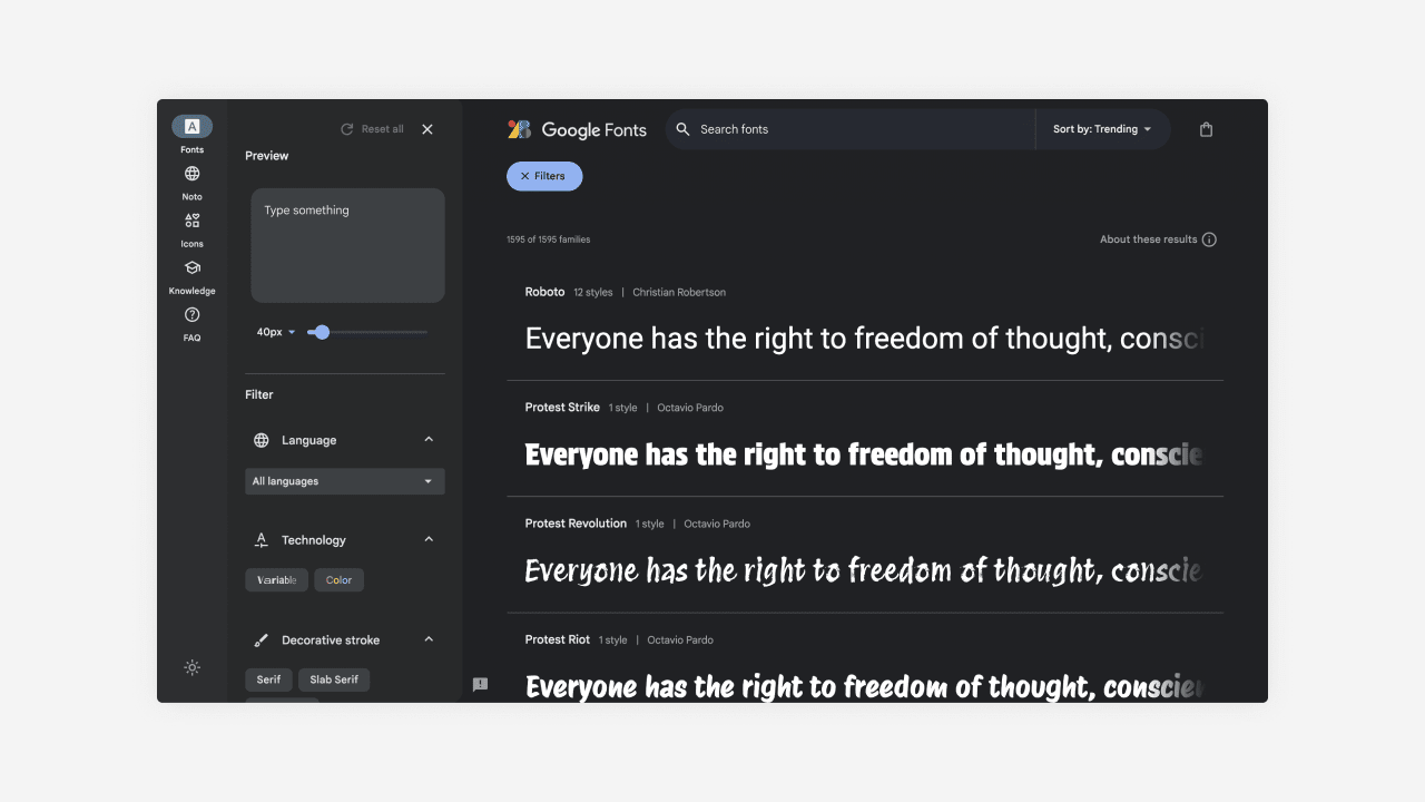 google fonts interface