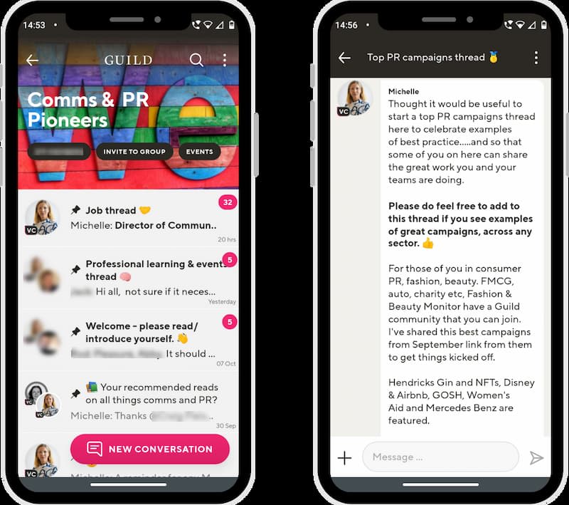 The Comms & PR Pioneers community is one of several professional communities for marketing, digital, PR and comms professionals on Guild