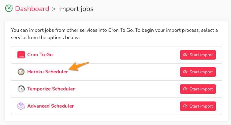 Start import from Heroku Scheduler