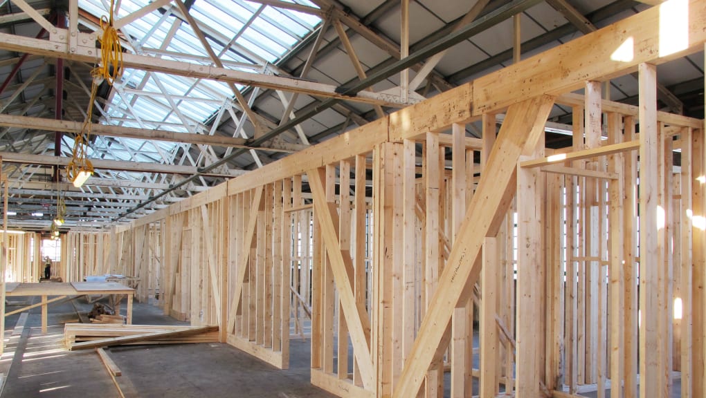 Interior view of construction work in the Hoover Building