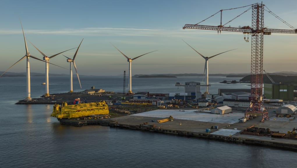 Exterior view of multiple wind turbines