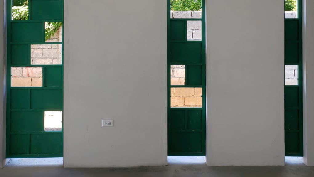 Close up view of windows from inside La Reference