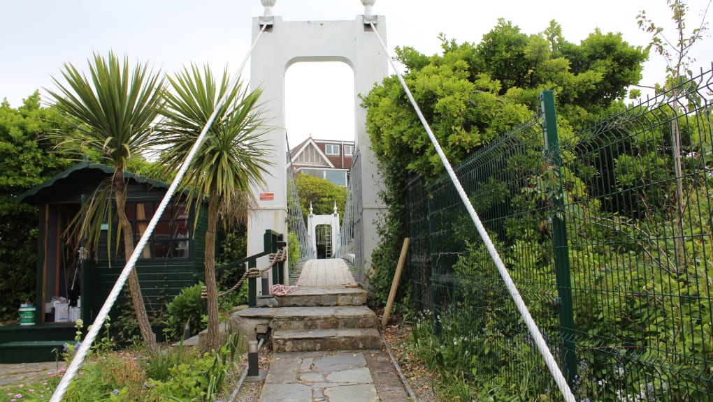 Day time view of the entrance to the Newquay Harper Footbridge